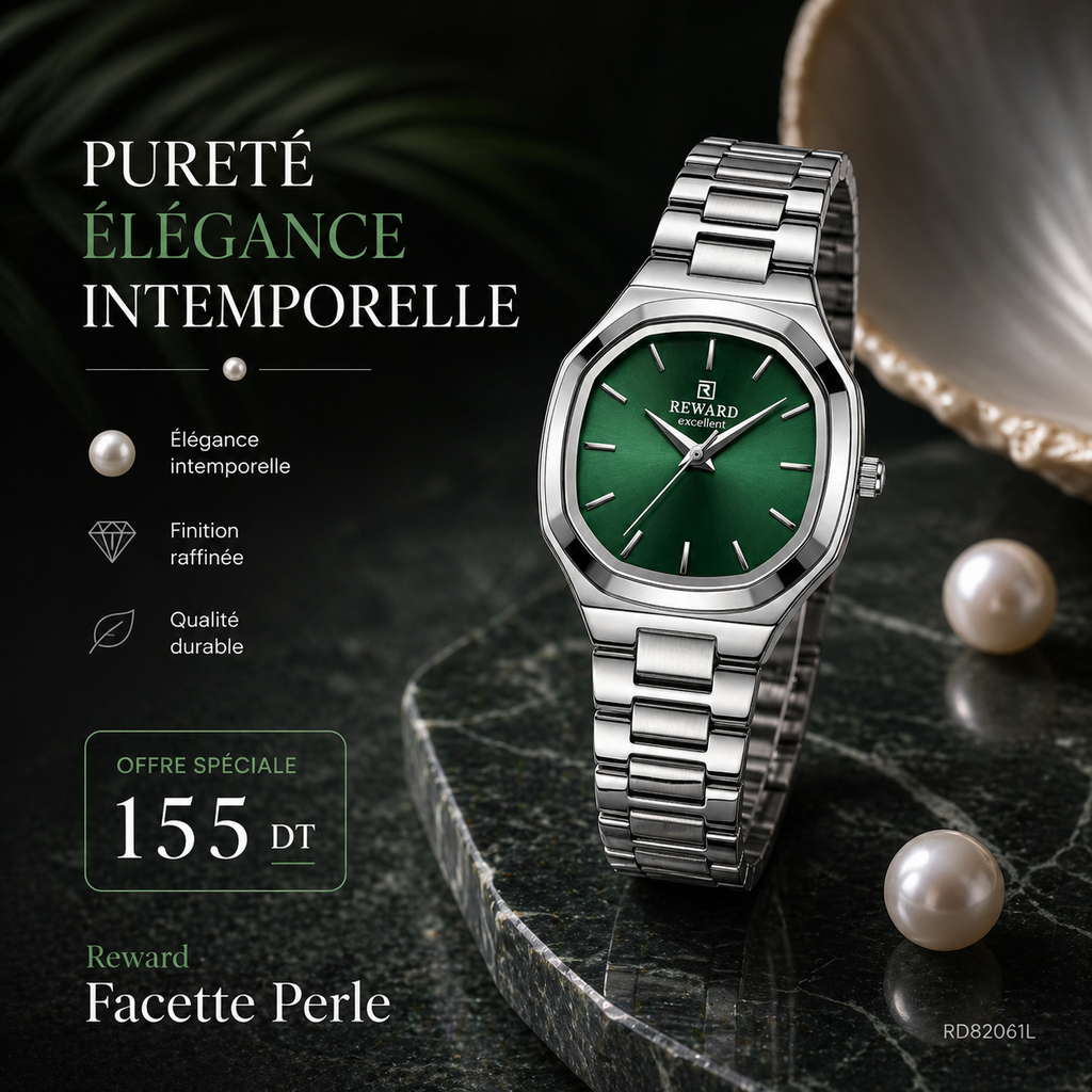 Reward Facette Perle — montre femme boîtier doré bracelet bicolore, achat Tunisie