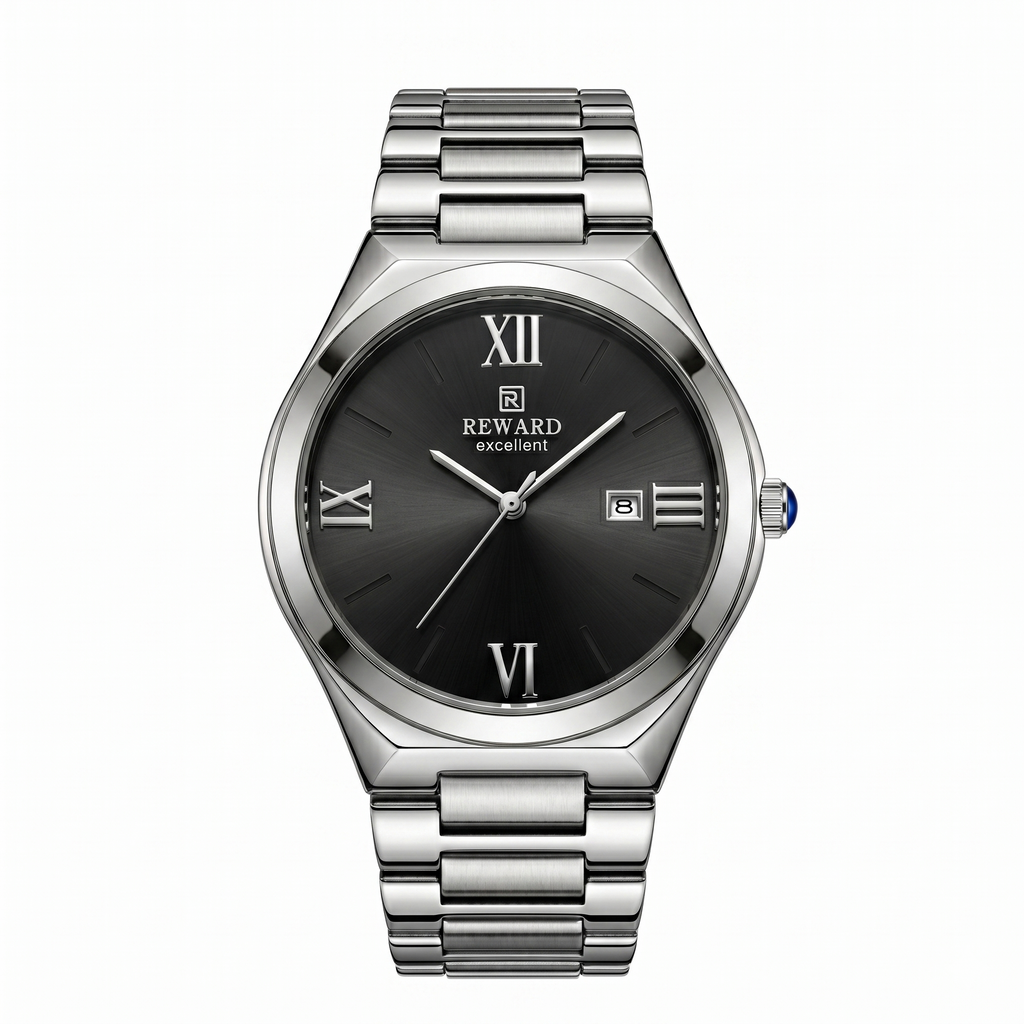 Montre homme Reward IMPERO Onyx — cadran noir chiffres romains argentés, Tunisie