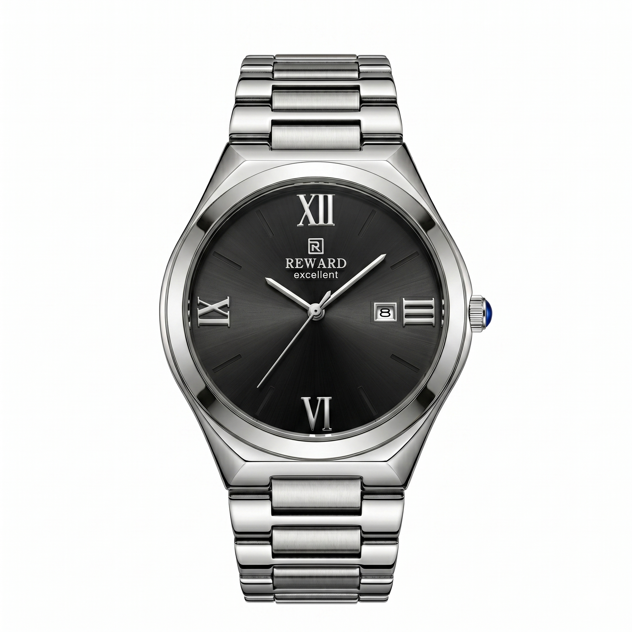 Montre homme Reward IMPERO Onyx — cadran noir chiffres romains argentés, Tunisie