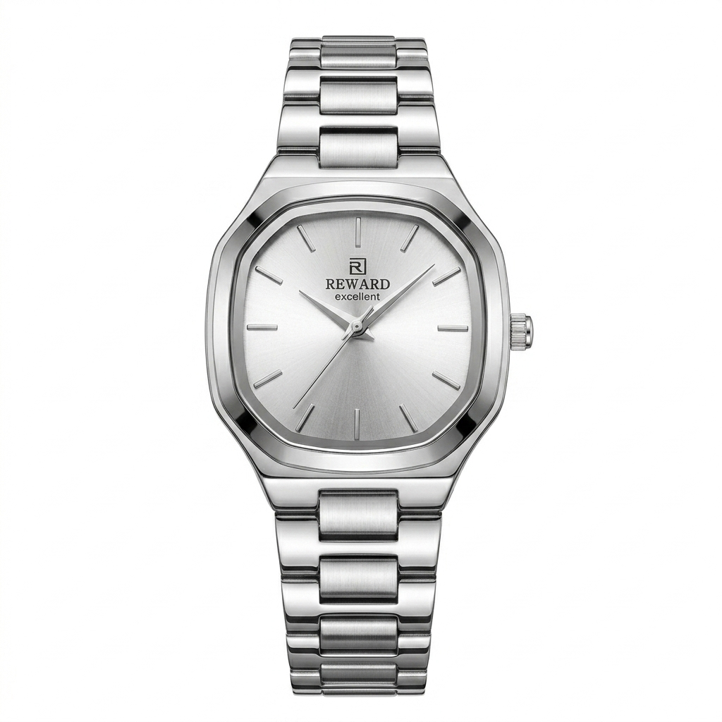 Montre femme Reward Facette Givré — cadran argenté, boîtier brossé, Tunisie