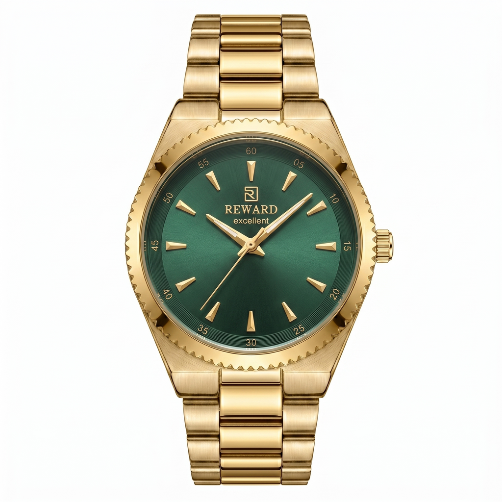 Montre femme Reward Lumière Éden — cadran vert profond boîtier doré, Tunisie
