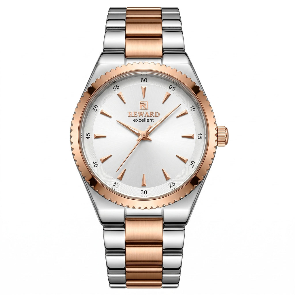 Montre femme Reward Lumière Aurore — lunette rose gold cadran blanc nacré, Tunisie