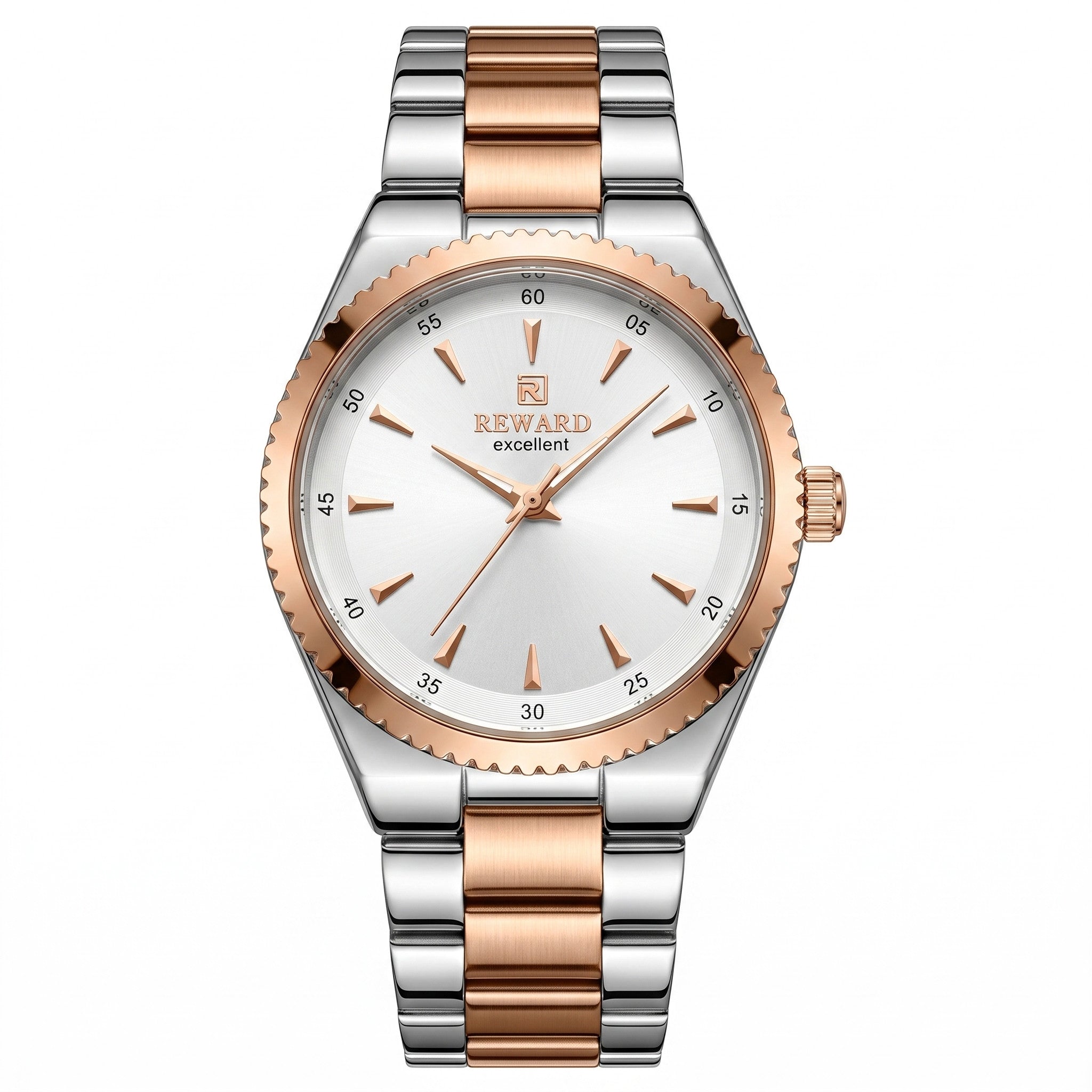 Montre femme Reward Lumière Aurore — lunette rose gold cadran blanc nacré, Tunisie