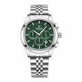 Reward Watches Maestro men's chronograph watch with forest green dial, stainless steel case and jubilee bracelet.